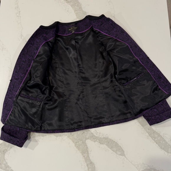 Mary Kay by Twinhill Consultant Hook & Eye Blazer Jacket Women’s 4T Purple/Black - Picture 4 of 8